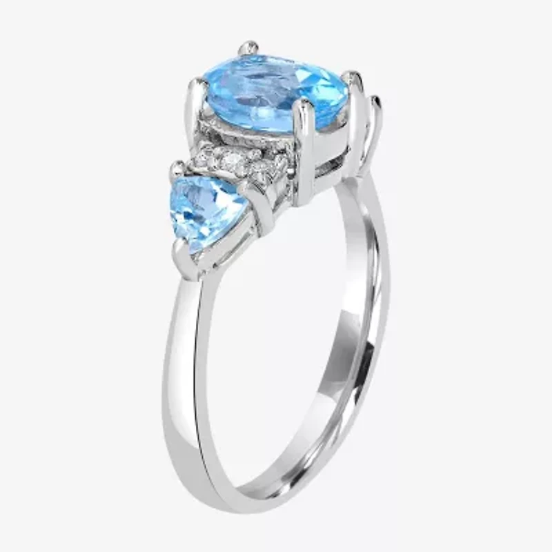 Silver Treasures Genuine Stone Sterling 3-Stone Band