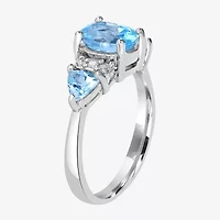 Silver Treasures Genuine Stone Sterling 3-Stone Band