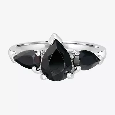 Silver Treasures Genuine Stone Sterling 3-Stone Cocktail Ring