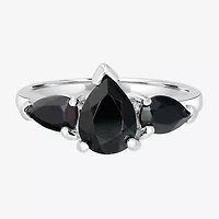 Silver Treasures Genuine Stone Sterling 3-Stone Cocktail Ring
