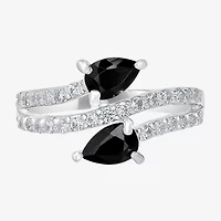 Silver Treasures Genuine Stone Sterling Bypass  Cocktail Ring