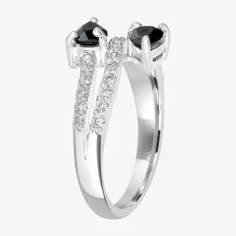 Silver Treasures Genuine Stone Sterling Bypass  Cocktail Ring