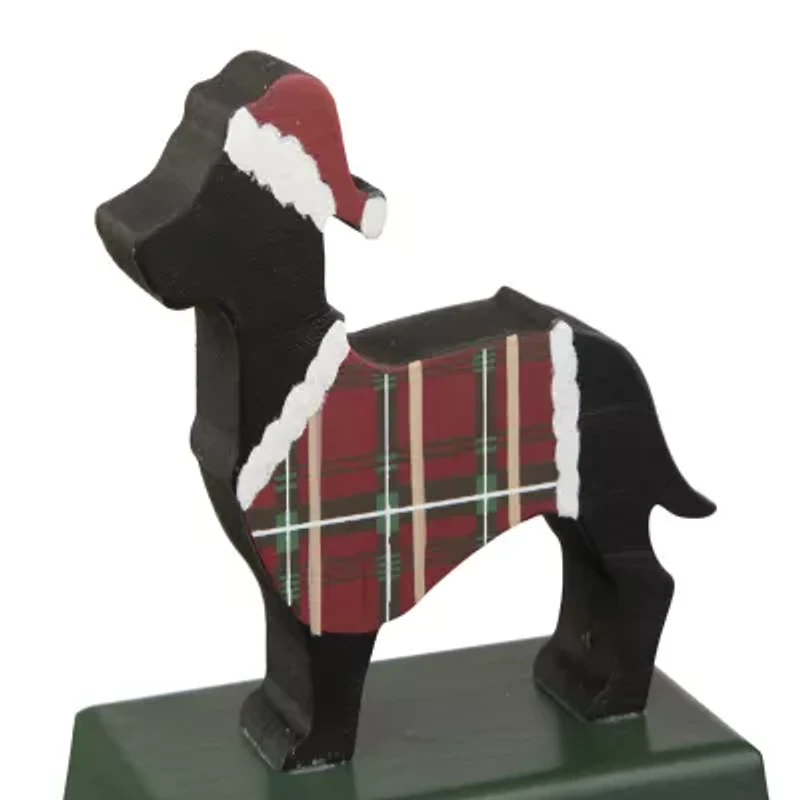 Glitzhome Wooden & Metal Dachshund Christmas Stocking Holder
