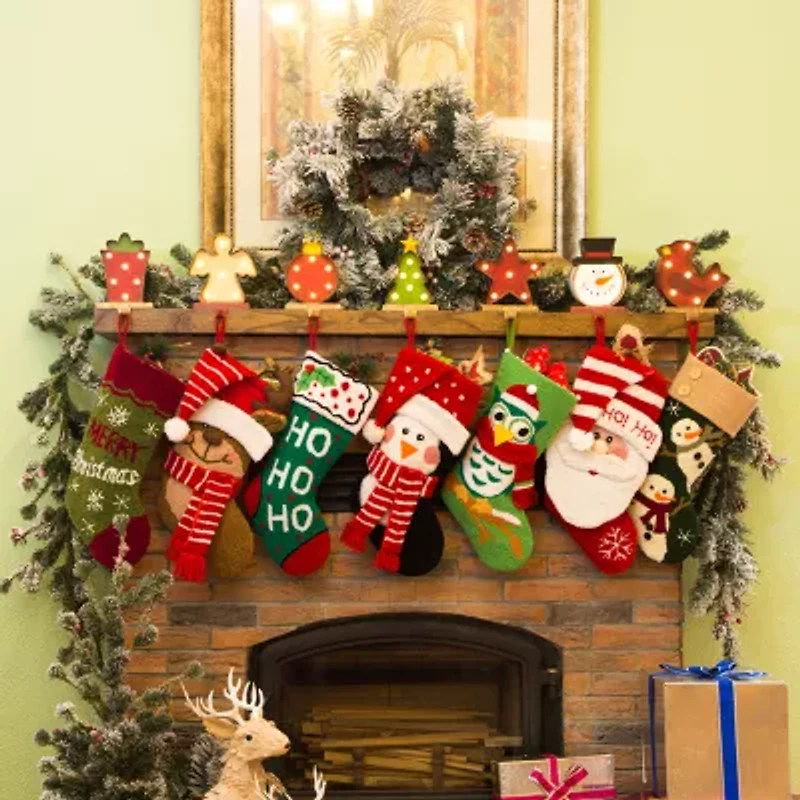 Glitzhome 7.48" Marquee LED Tree Christmas Stocking Holder
