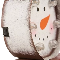 Glitzhome 7.5" Marquee LED Snowman Head Christmas Stocking Holder - Set of 2