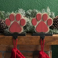 Glitzhome 6.5" Paw Christmas Stocking Holder - Set of 2