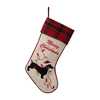 Glitzhome 21" Fabric Daschund Christmas Stocking