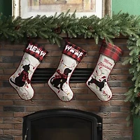 Glitzhome 21" Fabric Daschund Christmas Stocking