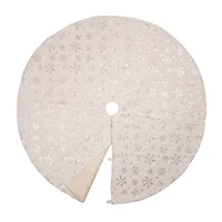 Glitzhome 2 White Plush Snowflake Christmas Stockings & 1 White Plush Snowflake Christmas Tree Skirt, 3-Piece Set