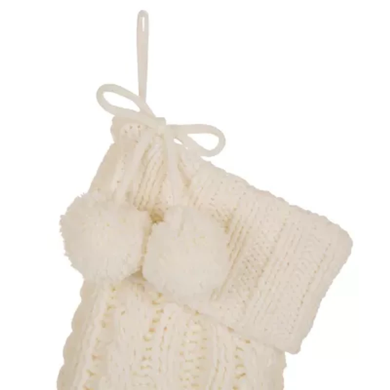 Glitzhome 24" White Knitted Christmas Stocking - Set of 2