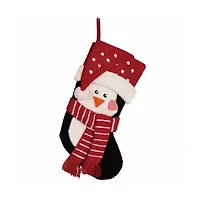 Glitzhome 19" 3D Penguin & Reindeer Hooked Christmas Stocking - Set of 2
