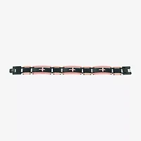 Sideways Mens Stainless Steel Cross Link Bracelet