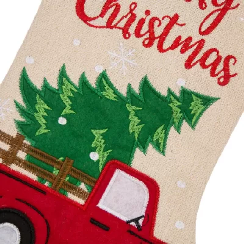 Glitzhome 21" Embroidered Christmas Stocking - Set of 2