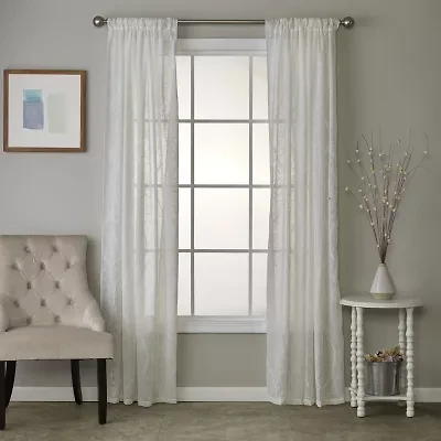 Saturday Knight Isabella Lace Rod Pocket Light-Filtering Single Curtain Panel