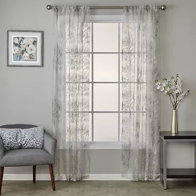 Saturday Knight Shadow Trees Rod Pocket Light-Filtering Single Curtain Panel