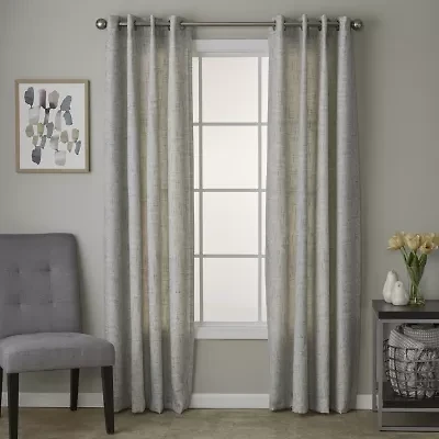 Saturday Knight Textured Crosshatch Grommet Top Light-Filtering Single Curtain Panel