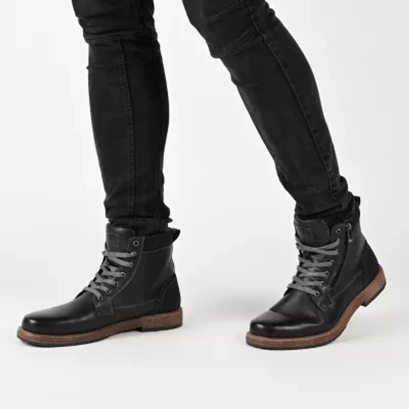 Vance Co Mens Metcalf Flat Heel Lace-Up Boots