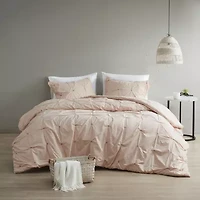 Ink+Ivy Masie 3 Piece Embroidered Cotton Duvet Cover Set