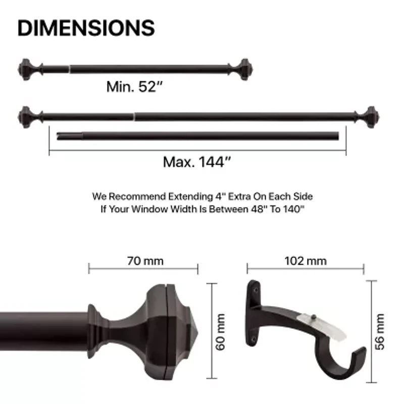 Deco Window Hexagon Roman 1 IN Curtain Rod