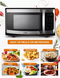 COMMERCIAL CHEF Cu. Ft. Countertop Microwave with Digital Display Stainless Steel Microwave & 10 Power Levels