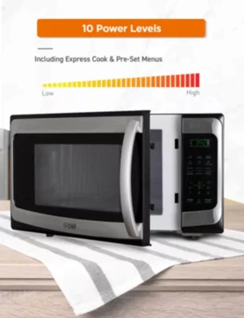 COMMERCIAL CHEF Cu. Ft. Countertop Microwave with Digital Display Stainless Steel Microwave & 10 Power Levels