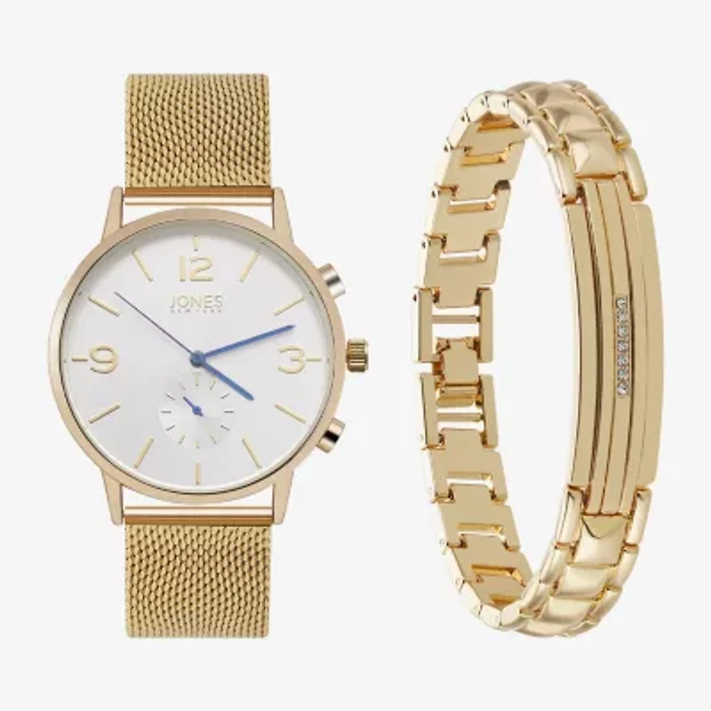 Jones N.Y. Mens Gold Tone Bracelet Watch 9780g-42-B27