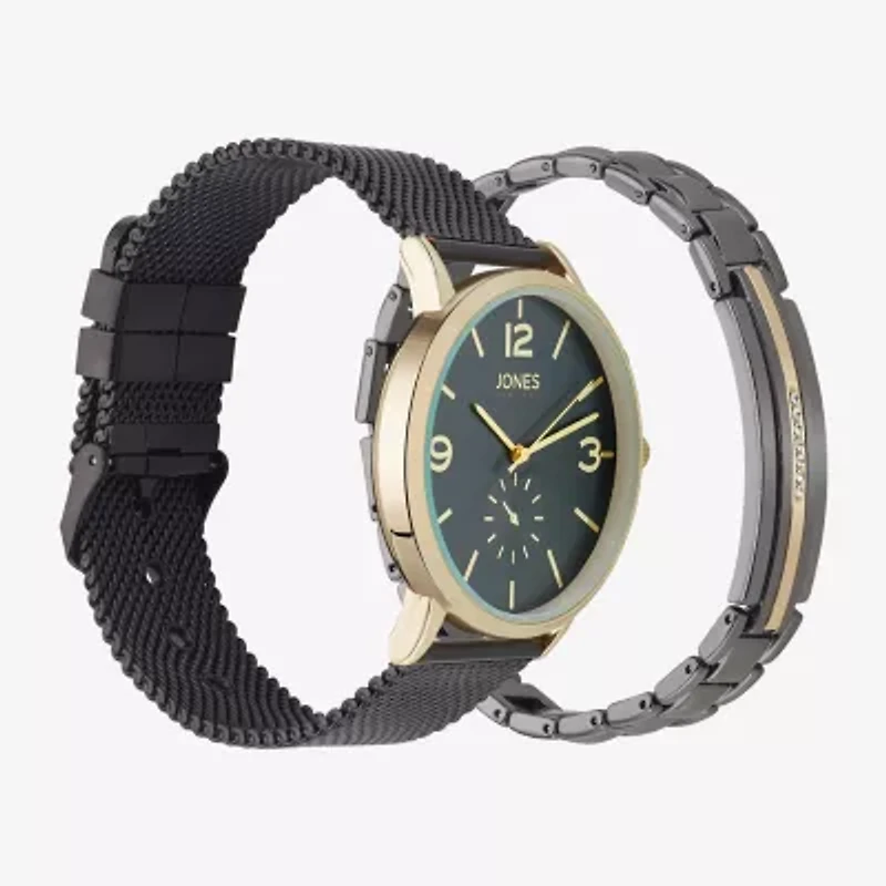 Jones N.Y. Mens Black Bracelet Watch 9780g-42-G02