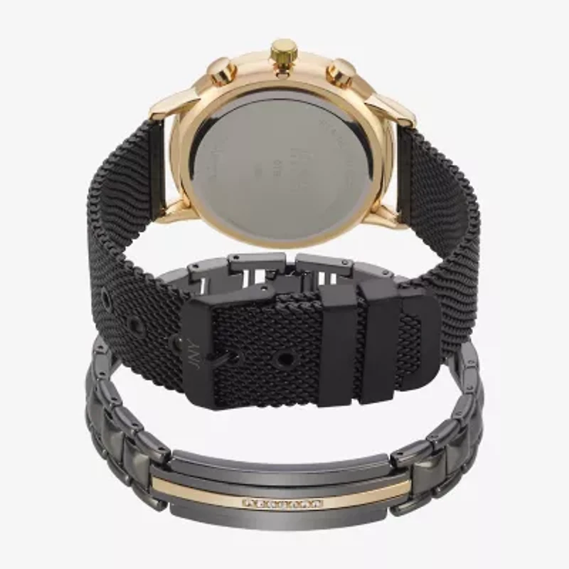 Jones N.Y. Mens Black Bracelet Watch 9780g-42-G02