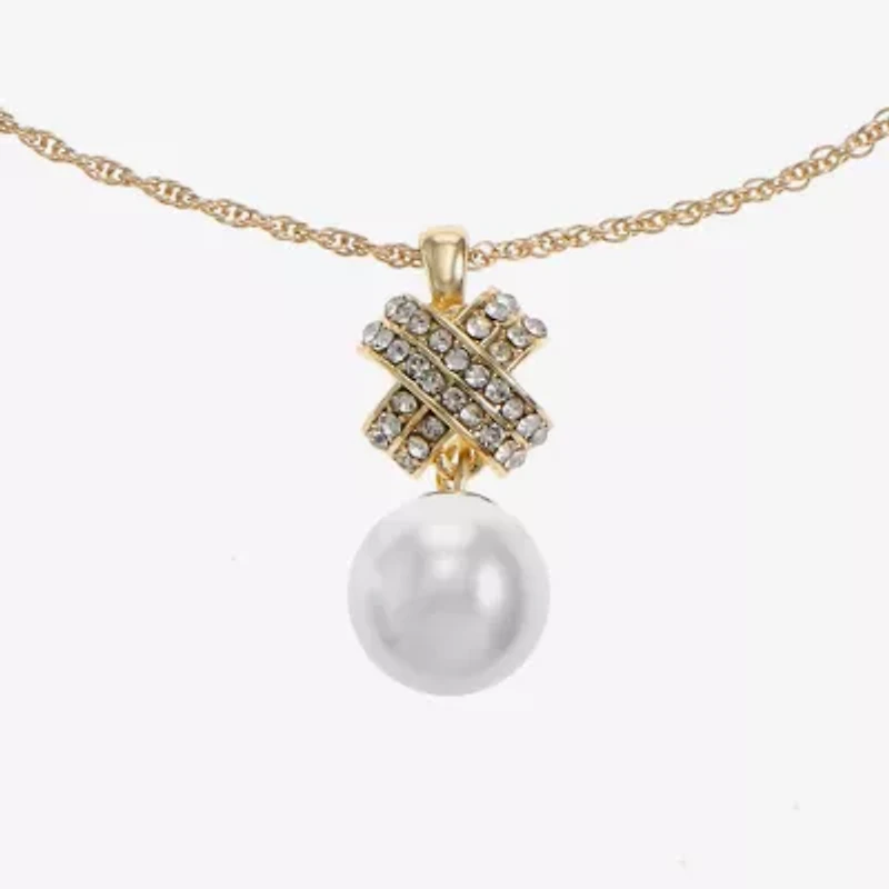 Monet Jewelry Womens Simulated Pearl 17 Inch Pendant Necklace