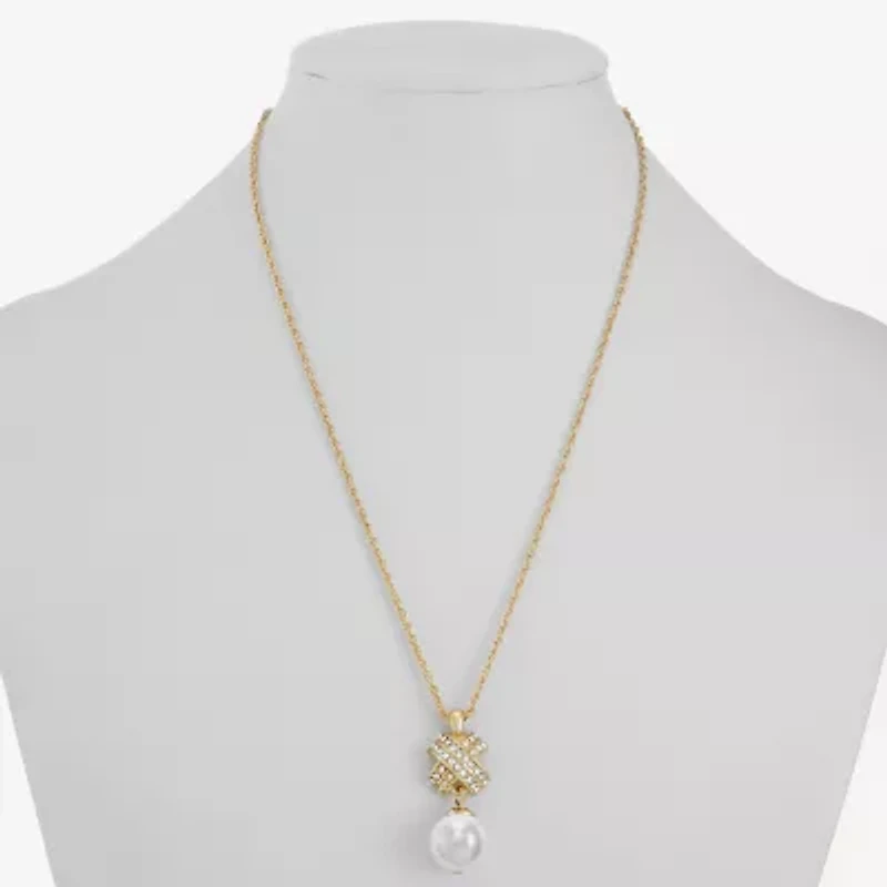 Monet Jewelry Womens Simulated Pearl 17 Inch Pendant Necklace