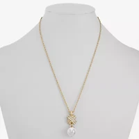 Monet Jewelry Womens Simulated Pearl 17 Inch Pendant Necklace