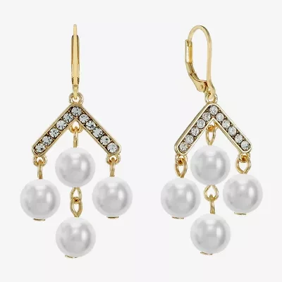Monet Jewelry Womens Simulated Pearl Chandelier Earrings