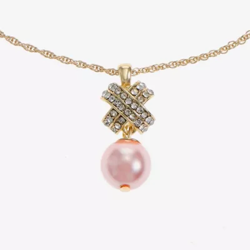 Monet Jewelry Womens Simulated Pearl 17 Inch Pendant Necklace
