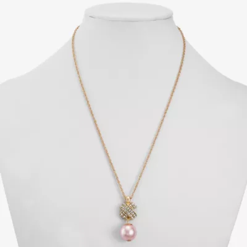 Monet Jewelry Womens Simulated Pearl 17 Inch Pendant Necklace