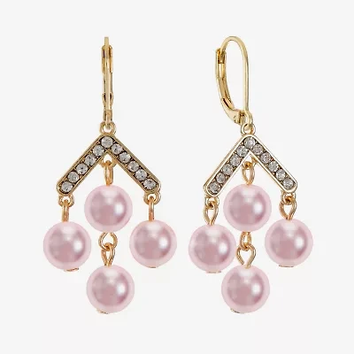 Monet Jewelry Womens Simulated Pearl Chandelier Earrings