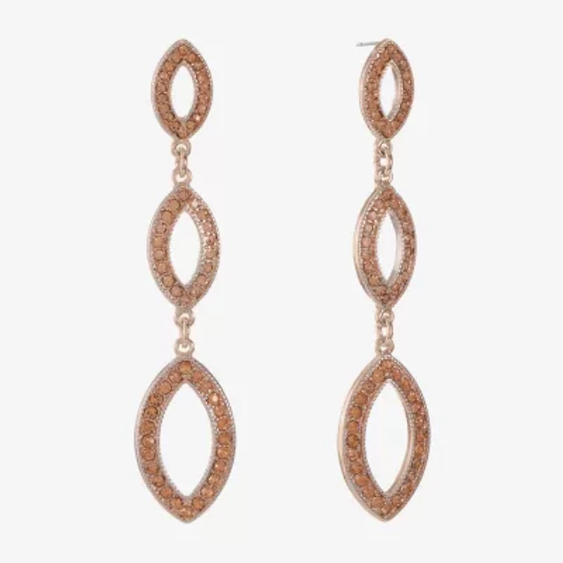 Monet Jewelry Rose Gold Linear Womens Orange Drop Earrings