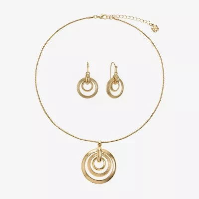 Monet Jewelry Gold Tone Pendant Necklace And Drop Earring Womens 2-pc. Jewelry Set