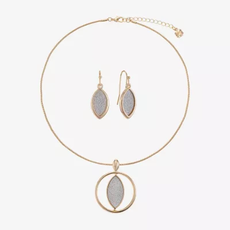 Monet Jewelry Two Tone Pendant Necklace And Drop Earring Womens 2-pc. Jewelry Set