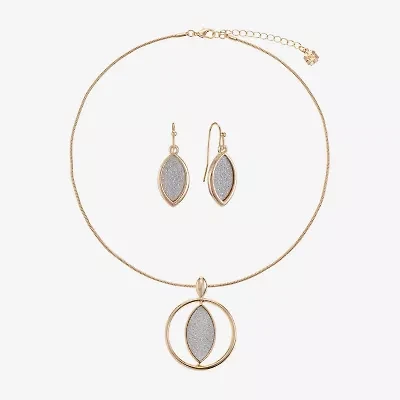 Monet Jewelry Two Tone Pendant Necklace And Drop Earring Womens 2-pc. Jewelry Set
