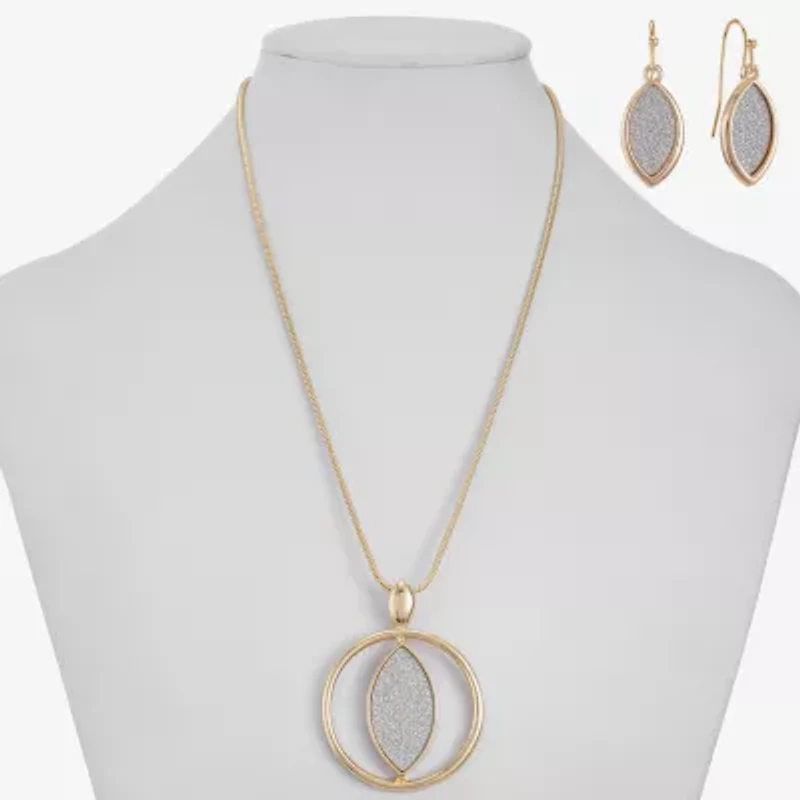 Monet Jewelry Two Tone Pendant Necklace And Drop Earring Womens 2-pc. Jewelry Set