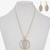 Monet Jewelry Two Tone Pendant Necklace And Drop Earring Womens 2-pc. Jewelry Set
