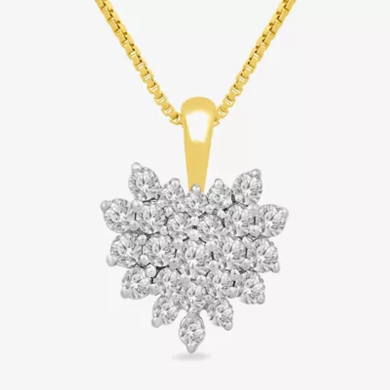 Womens 1 CT. T.W. Natural White Diamond 10K Gold Heart 2-pc. Jewelry Set