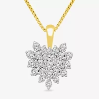 Womens 1 CT. T.W. Natural White Diamond 10K Gold Heart 2-pc. Jewelry Set