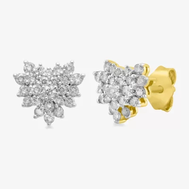 Womens 1 CT. T.W. Natural White Diamond 10K Gold Heart 2-pc. Jewelry Set