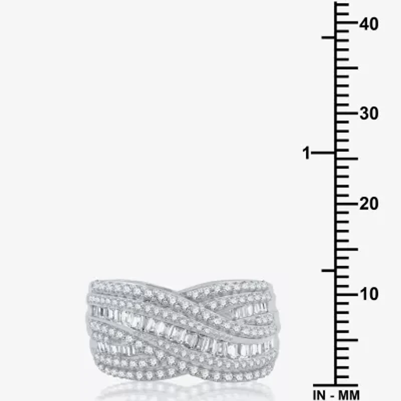 (H-I / I1) Womens 1 CT. T.W. Lab Grown White Diamond 10K Gold Crossover Band