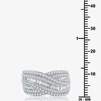 (H-I / I1) Womens 1 CT. T.W. Lab Grown White Diamond 10K Gold Crossover Band