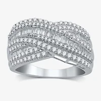 (H-I / I1) Womens 1 CT. T.W. Lab Grown White Diamond 10K Gold Crossover Band
