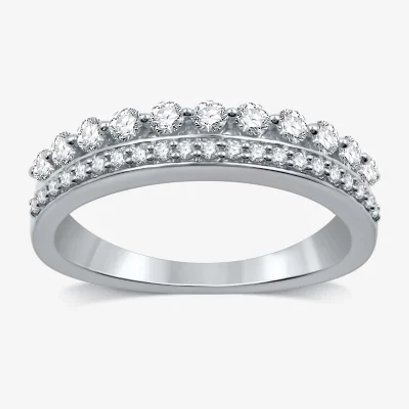 (H-I / I1) Womens 1/2 CT. T.W. Lab Grown White Diamond 10K Gold Anniversary Wedding Band