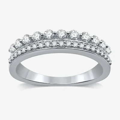 (H-I / I1) Womens 1/2 CT. T.W. Lab Grown White Diamond 10K Gold Anniversary Wedding Band