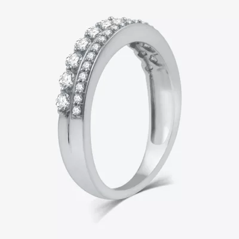 (H-I / I1) Womens 1/2 CT. T.W. Lab Grown White Diamond 10K Gold Anniversary Wedding Band